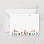 Carte De Correspondance Fleurs d'aquarelle scandinave modernes (Devant)