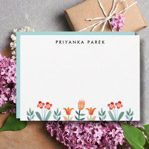 Carte De Correspondance Fleurs d'aquarelle scandinave modernes