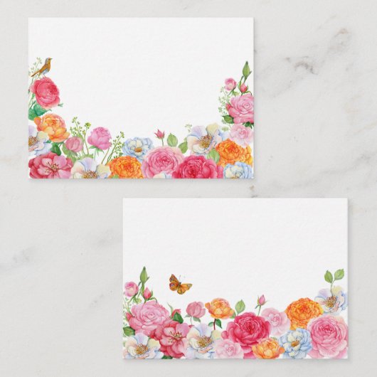 Carte De Correspondance Fleurs d'art Rose (Devant / Derrière)