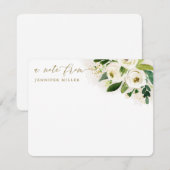 Carte De Correspondance Fleurs de aquarelle blanche Script (Devant / Derrière)