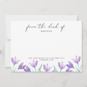 Carte De Correspondance Fleurs de lilas à l'aquarelle Écriture personnalis