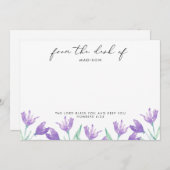 Carte De Correspondance Fleurs de lilas à l'aquarelle Écriture personnalis (Devant / Derrière)