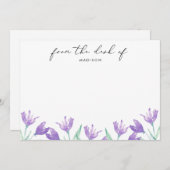 Carte De Correspondance Fleurs de lilas à l'aquarelle personnalisées (Devant / Derrière)
