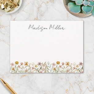 Carte De Correspondance Fleurs de prairie sauvage aquarelle monogrammée