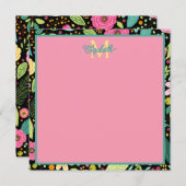 Carte De Correspondance Fleurs de printemps modernes sur Monogramme noir (Devant / Derrière)