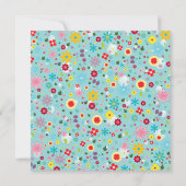 Carte De Correspondance Fleurs de printemps sur le Monogramme bleu Aqua (Dos)