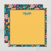 Carte De Correspondance Fleurs de printemps sur Monogramme noir (Devant / Derrière)