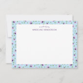Carte De Correspondance Fleurs de soleil violet blanc clair Monogramme ble (Devant)