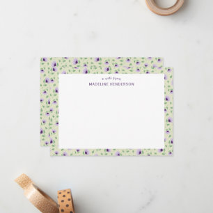 Carte De Correspondance Fleurs de soleil violet blanc clair Monogramme ver