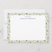 Carte De Correspondance Fleurs de soleil violet blanc clair Monogramme ver (Devant)