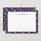Carte De Correspondance Fleurs de soleil violet blanc foncé violet monogra (Devant / Derrière)