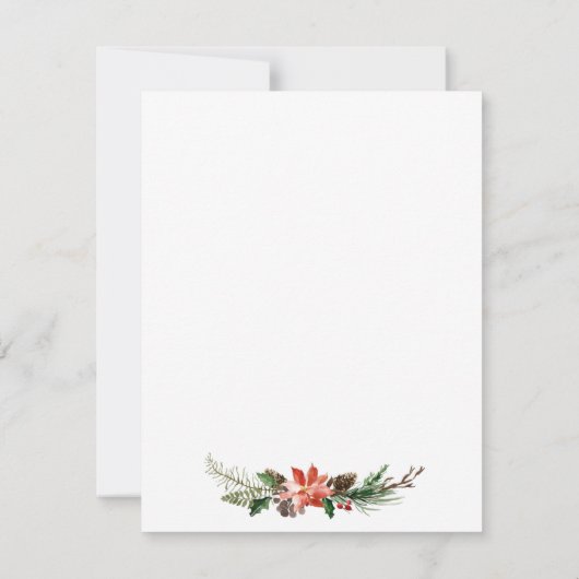 Carte De Correspondance Fleurs d'hiver aquarelle or personnalisées (Dos)