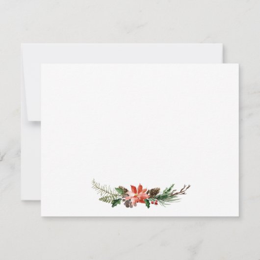 Carte De Correspondance Fleurs d'hiver aquarelle personnalisé or (Dos)