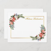 Carte De Correspondance Fleurs d'hiver aquarelle personnalisé or (Devant / Derrière)