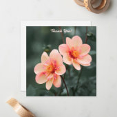 Carte De Correspondance Fleurs Douces Fond Vert Merci (Devant/Arrière en situation)