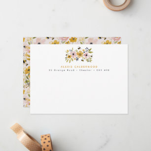Carte De Correspondance Fleurs et abeilles à l'aquarelle personnalisées