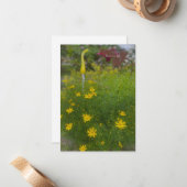 Carte De Correspondance Fleurs Jaunes & Décor Jardin (Devant/Arrière en situation)