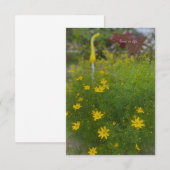 Carte De Correspondance Fleurs Jaunes & Décor Jardin (Devant / Derrière)