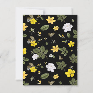 Carte De Correspondance Fleurs jaunes et roses blanches 2
