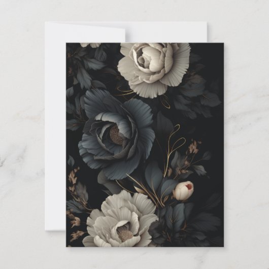 Carte De Correspondance Fleurs noires et blanches (Devant)