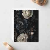 Carte De Correspondance Fleurs noires et blanches (Devant/Arrière en situation)