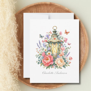 Carte De Correspondance Fleurs Personnalisées Lanterne Papillon Cottagecor