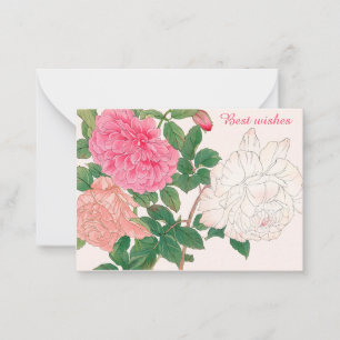 Carte De Correspondance Fleurs rose et blanche Rose Feuille vert Meilleurs