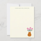 Carte De Correspondance Fleurs roses mignonnes dans le vase Nom personnali (Devant)