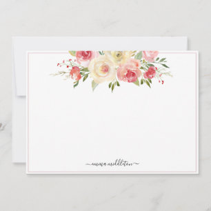 Carte De Correspondance Fleurs roses personnalisées Aquarelle Florale