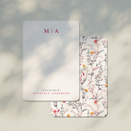 Carte De Correspondance Fleurs sauvages d'aquarelle moderne rose Monogramm