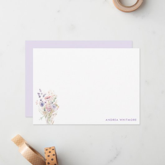 Carte De Correspondance Fleurs sauvages Lilac Spring Personnalisés (Devant/Arrière en situation)