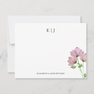 Carte De Correspondance Fleurs Sauvages Monogramme Initiales Couple Person