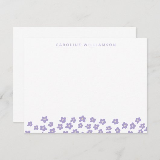 Carte De Correspondance Fleurs simples mignonnes en Lilac Personnalisées (Devant / Derrière)