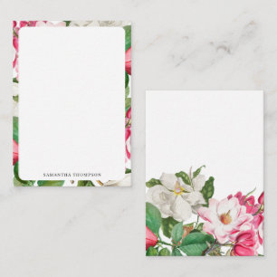 Carte De Correspondance Fleurs vintages blanches et roses de Magnolia Nom