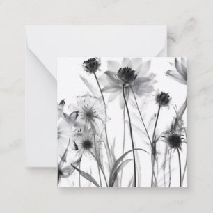 Carte De Correspondance Fleurs X-Ray B&W