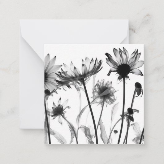 Carte De Correspondance Fleurs X-Ray noir et blanc (Devant)