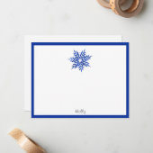 Carte De Correspondance Flocon de neige abstrait à l'aquarelle bleue indig (Devant/Arrière en situation)