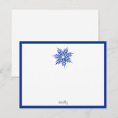 Carte De Correspondance Flocon de neige abstrait à l'aquarelle bleue indig (Devant / Derrière)