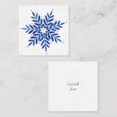 Carte De Correspondance Flocon de neige abstrait aquarelle bleu indigo (Devant / Derrière)