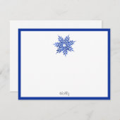 Carte De Correspondance Flocon de neige abstrait aquarelle bleu indigo  (Devant / Derrière)