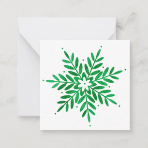 Carte De Correspondance Flocon de neige aquarelle émeraude