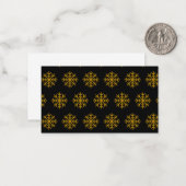 Carte De Correspondance Flocons de neige dorés Hiver Noël (Devant/Arrière en situation)
