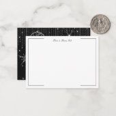 Carte De Correspondance Flocons de Neige Pailletés Noir Blanc Élégant Clas (Devant/Arrière en situation)