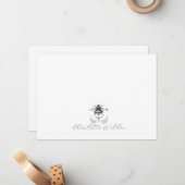 Carte De Correspondance Floral Bee Script Name (Devant/Arrière en situation)