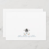 Carte De Correspondance Floral Bee Script Name (Devant / Derrière)