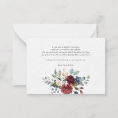 Carte De Correspondance Floral Bourgogne Script Mariage Merci (Dos)