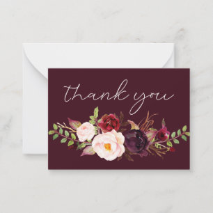 Carte De Correspondance Floral de Marsala Bourgogne -Tout petit Merci de B