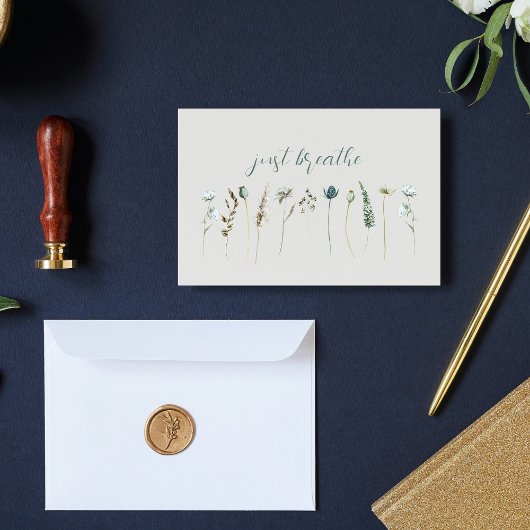 Carte De Correspondance Floral, Fleur sauvage auto-soignant ‘Just Breathe’