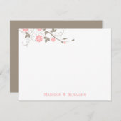 Carte De Correspondance Floral moderne Merci note - Rose doux (Devant / Derrière)