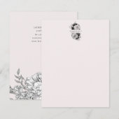 Carte De Correspondance Floral noir et blanc élégant (Devant / Derrière)
